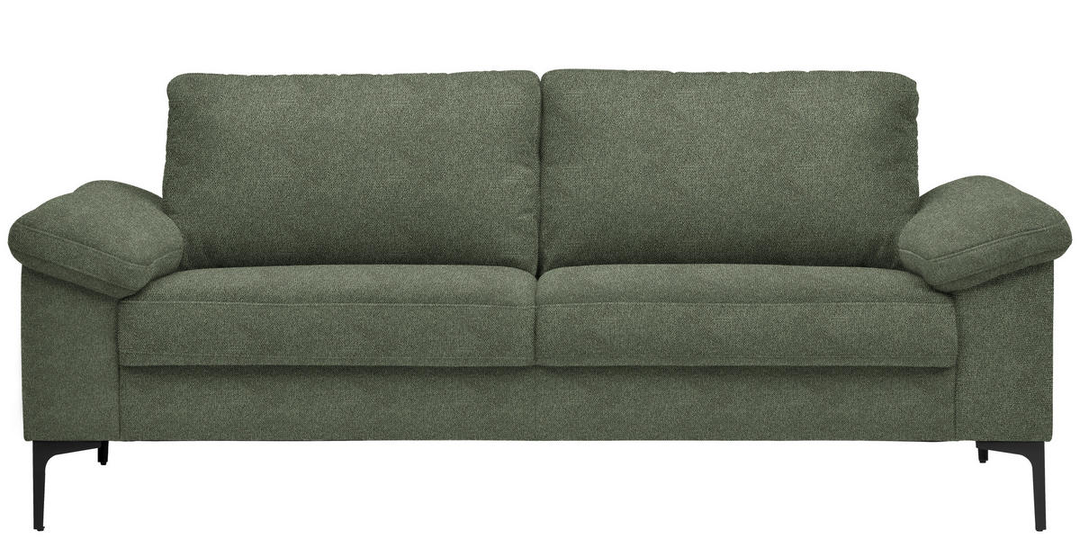 2,5-SITZER in Flachgewebe Olivgrün  - Schwarz/Olivgrün, Design, Textil/Metall (206/86/97cm) - Pure Home Lifestyle