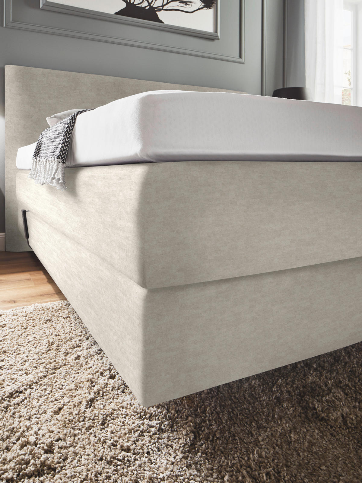 BOXSPRINGBETT 160/200 cm  in Creme  - Creme, Konventionell, Holz/Textil (160/200cm) - Dieter Knoll