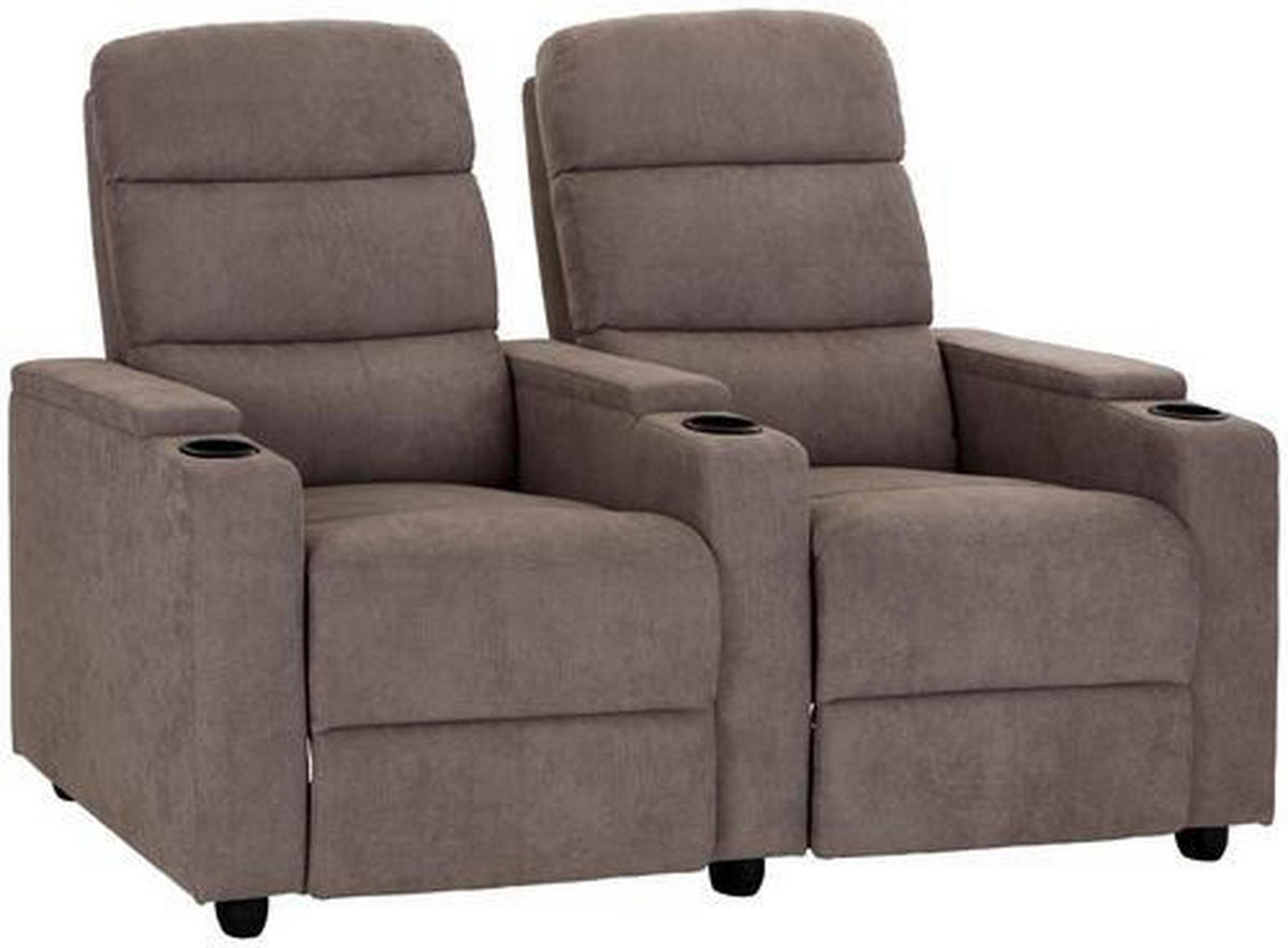 HEIMKINO-SOFA Mikrofaser Grau  - Schwarz/Grau, KONVENTIONELL, Kunststoff/Textil (164/107/90cm) - MID.YOU