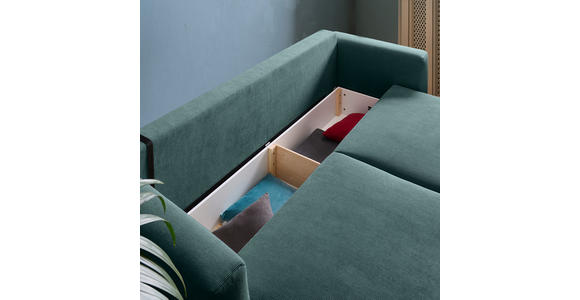 SCHLAFSOFA in Cord Blau - Blau/Schwarz, Design, Kunststoff/Textil (250/92/105cm) - Carryhome