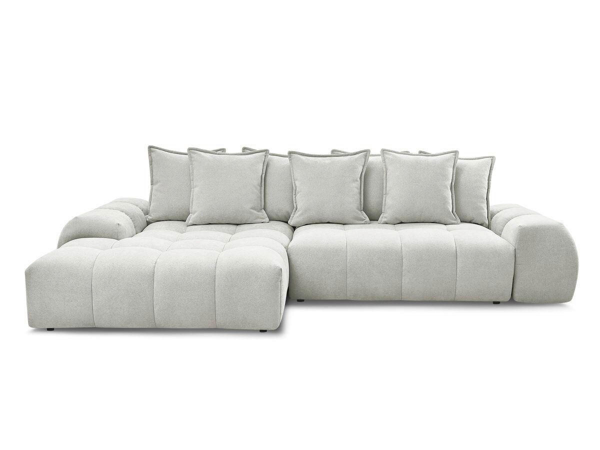 ECKSCHLAFSOFA EVEREST  mit Rücken echt, Armteil links, Armteil rechts Struktur Hellgrau  - Hellgrau/Schwarz, MODERN, Kunststoff/Textil (180/318cm) - Livetastic