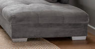 ECKSOFA Grau Cord  - Silberfarben/Grau, Design, Holz/Textil (298/202cm) - MID.YOU