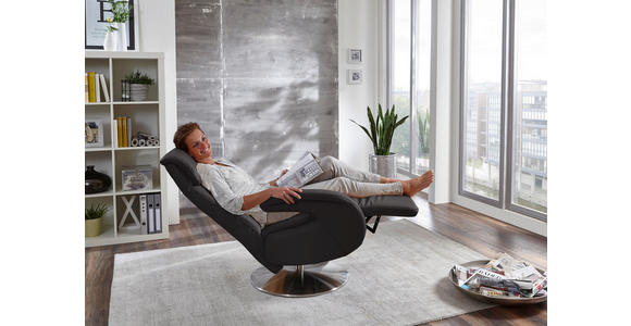 RELAXSESSEL Echtleder - Anthrazit, KONVENTIONELL, Leder/Metall (70/114/80cm) - Cantus
