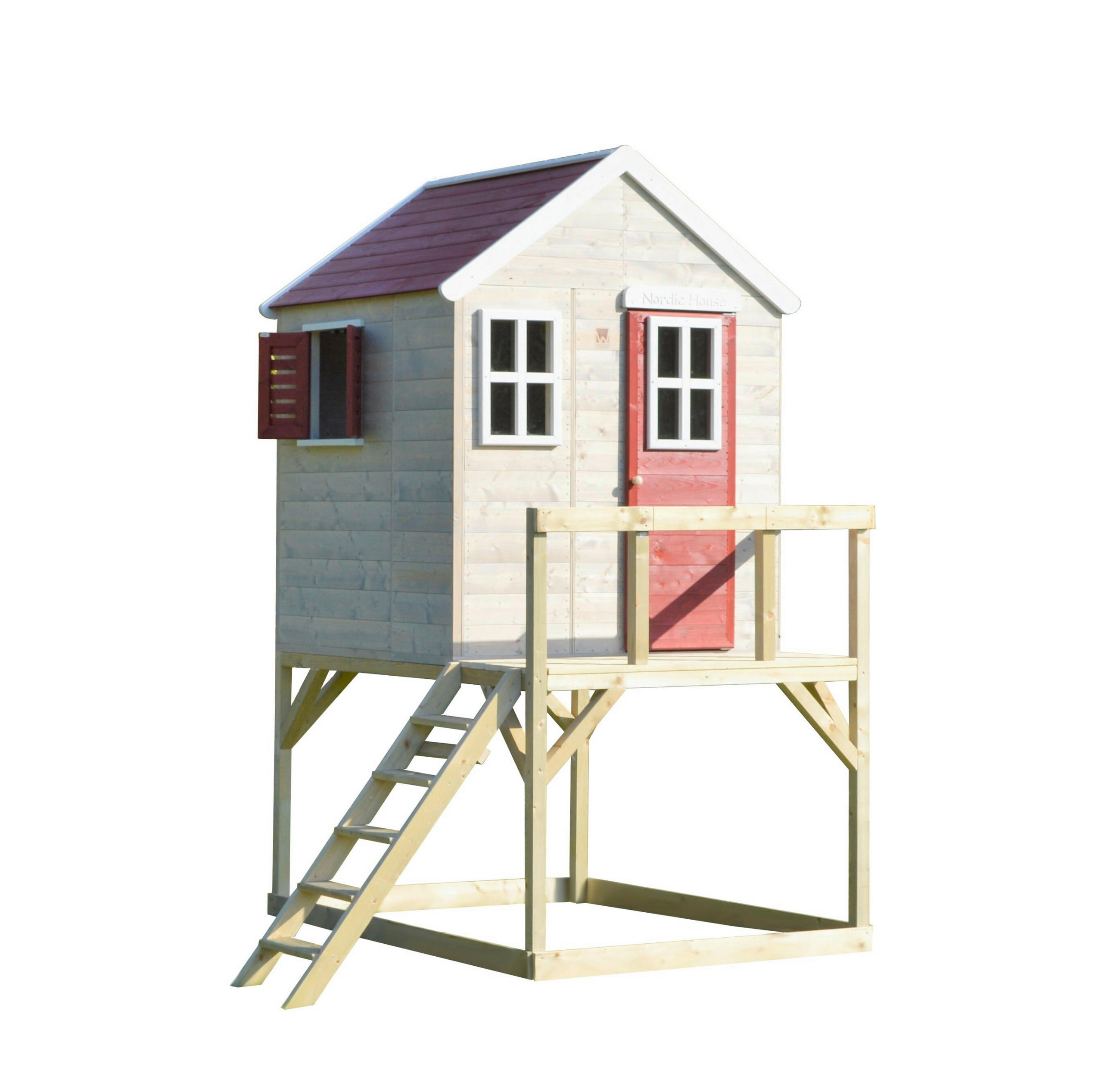 SPIELHAUS 197/242/290 cm  - Rot/Naturfarben, KONVENTIONELL, Holz (197/242/290cm)