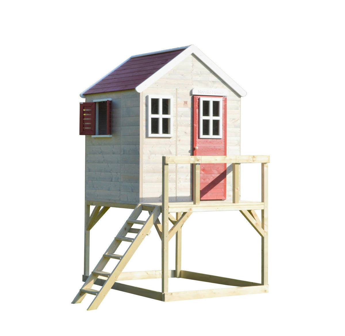 SPIELHAUS 197/242/310 cm  - Rot/Naturfarben, KONVENTIONELL, Holz (197/242/310cm)
