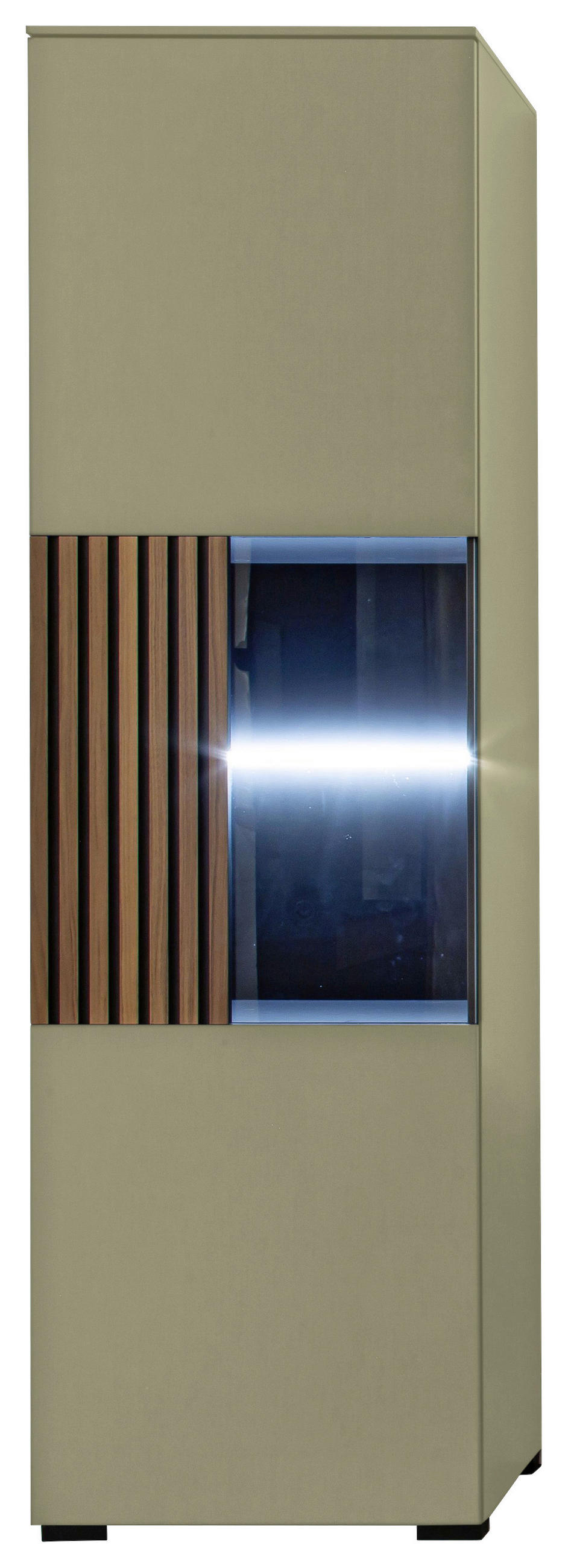 VITRINE Nussbaumfarben, Schilfgrün  60/200/45 cm  - Schilfgrün/Nussbaumfarben, Design, Glas/Holz (60/200/45cm) - Moderano