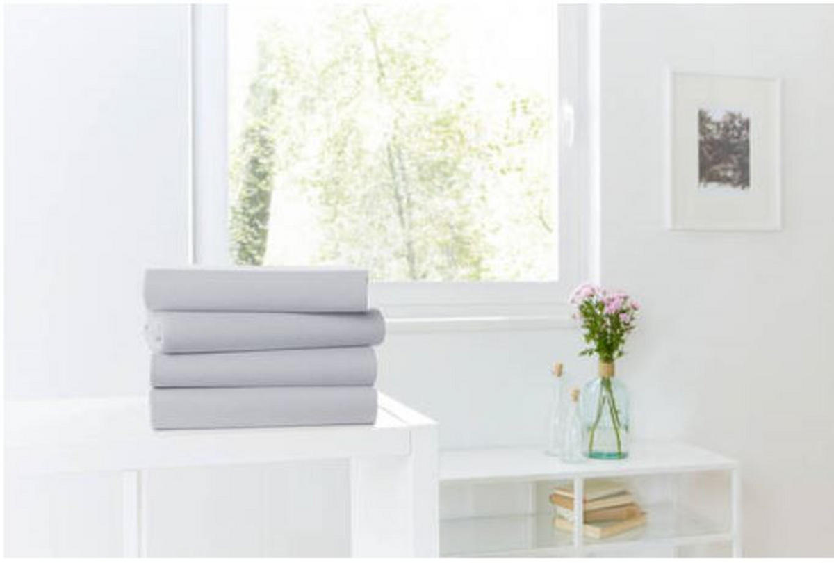 SPANNLEINTUCH 190/200 cm Jersey  - Hellgrau, Basics, Textil (190/200cm)