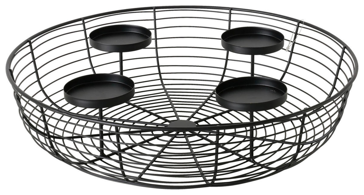 KERZENHALTER - Schwarz, LIFESTYLE, Metall (36/8cm)