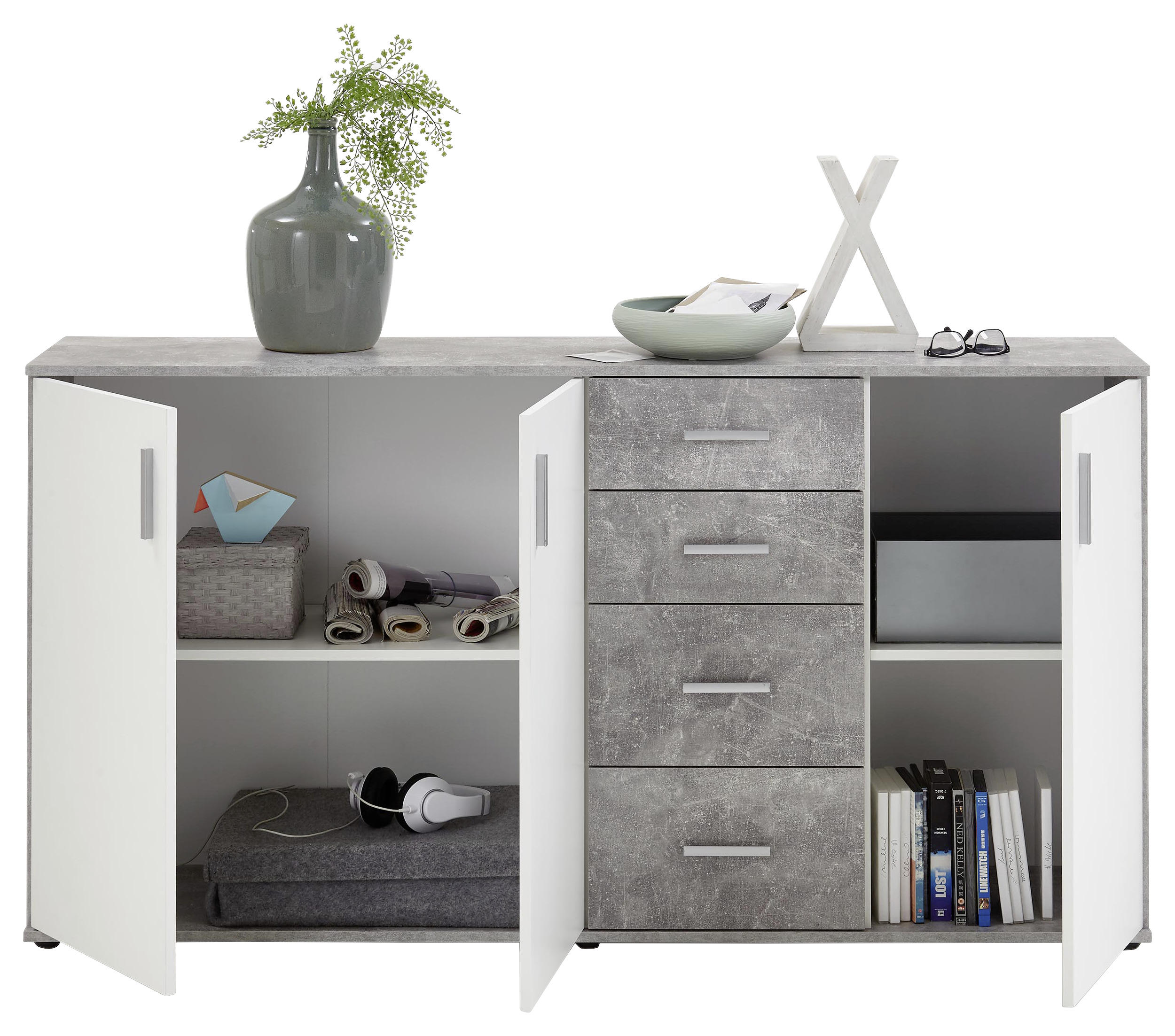 KOMMODE  in 160/83/35 cm  - Silberfarben, KONVENTIONELL, Holzwerkstoff/Kunststoff (160/83/35cm) - MID.YOU