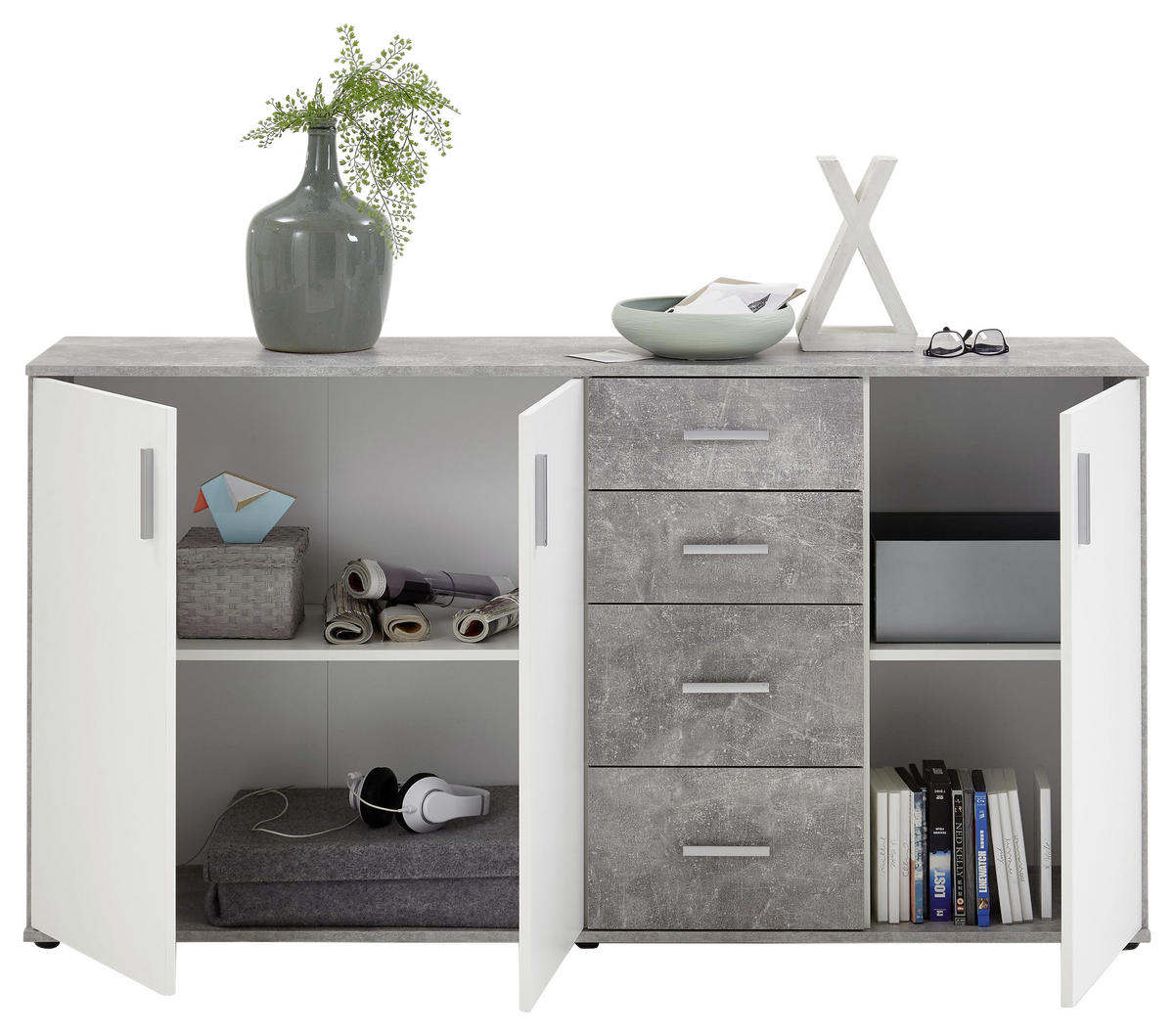 KOMMODE  in 160/83/35 cm  - Silberfarben, KONVENTIONELL, Holzwerkstoff/Kunststoff (160/83/35cm) - MID.YOU