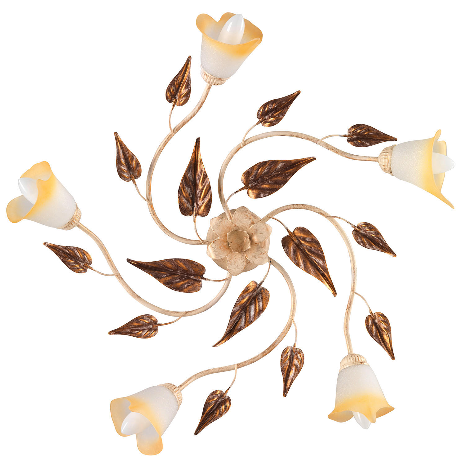DECKENLEUCHTE    70/70/20 cm  - Beige/Weiß, Natur, Glas/Metall (70/70/20cm)