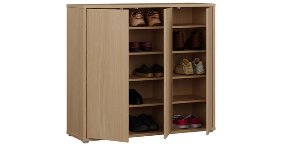 SCHUHSCHRANK 109,2/99,1/34,9 cm  - Eichefarben/Grau, MODERN, Holzwerkstoff/Kunststoff (109,2/99,1/34,9cm) - Carryhome