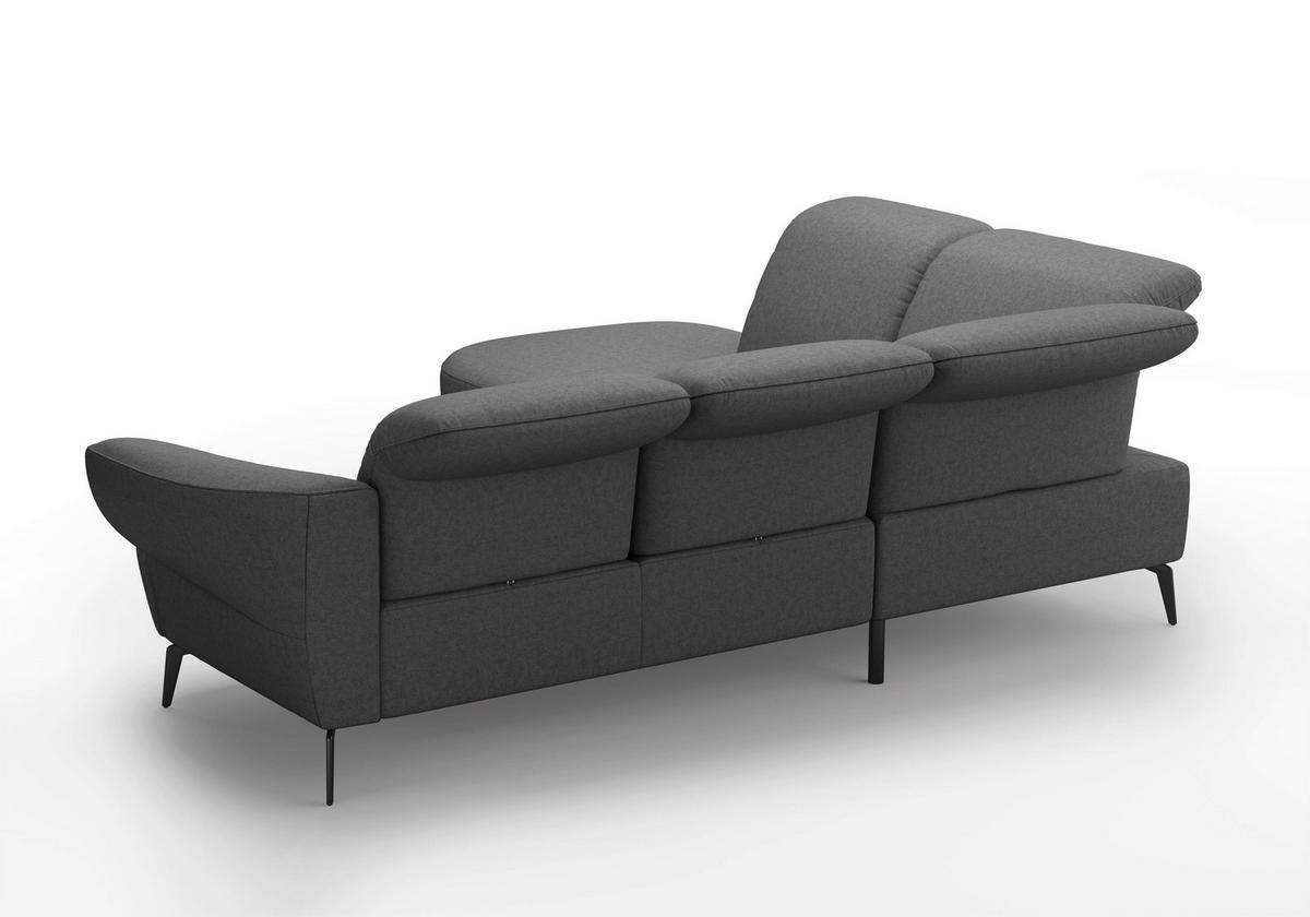 ECKSOFA in Flachgewebe Dunkelgrau  - Dunkelgrau/Schwarz, Modern, Textil/Metall (270/302cm) - Sit & More