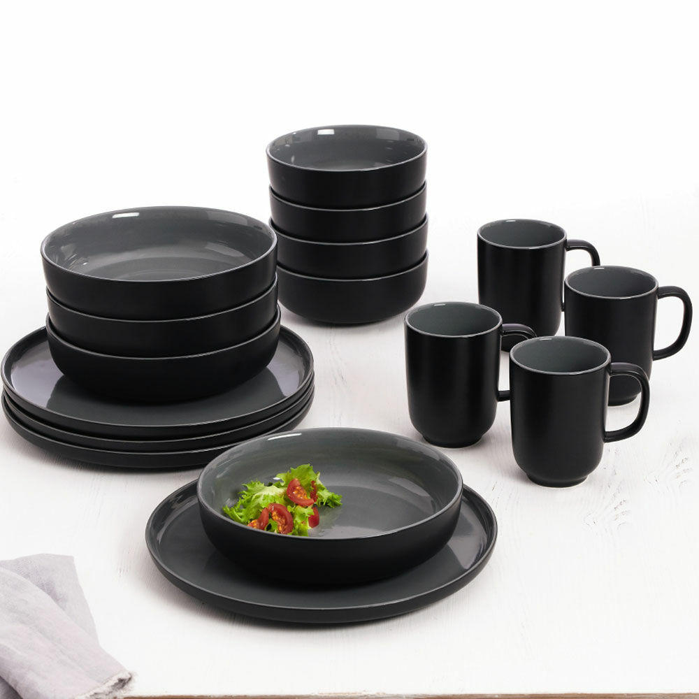 KOMBISERVICE JASPER 16-teilig  - Schwarz, KONVENTIONELL, Keramik - Ritzenhoff Breker