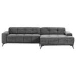 ECKSOFA in Cord Dunkelgrau  295/165 cm  - Dunkelgrau/Schwarz, KONVENTIONELL, Textil/Metall (295/165cm) - Carryhome
