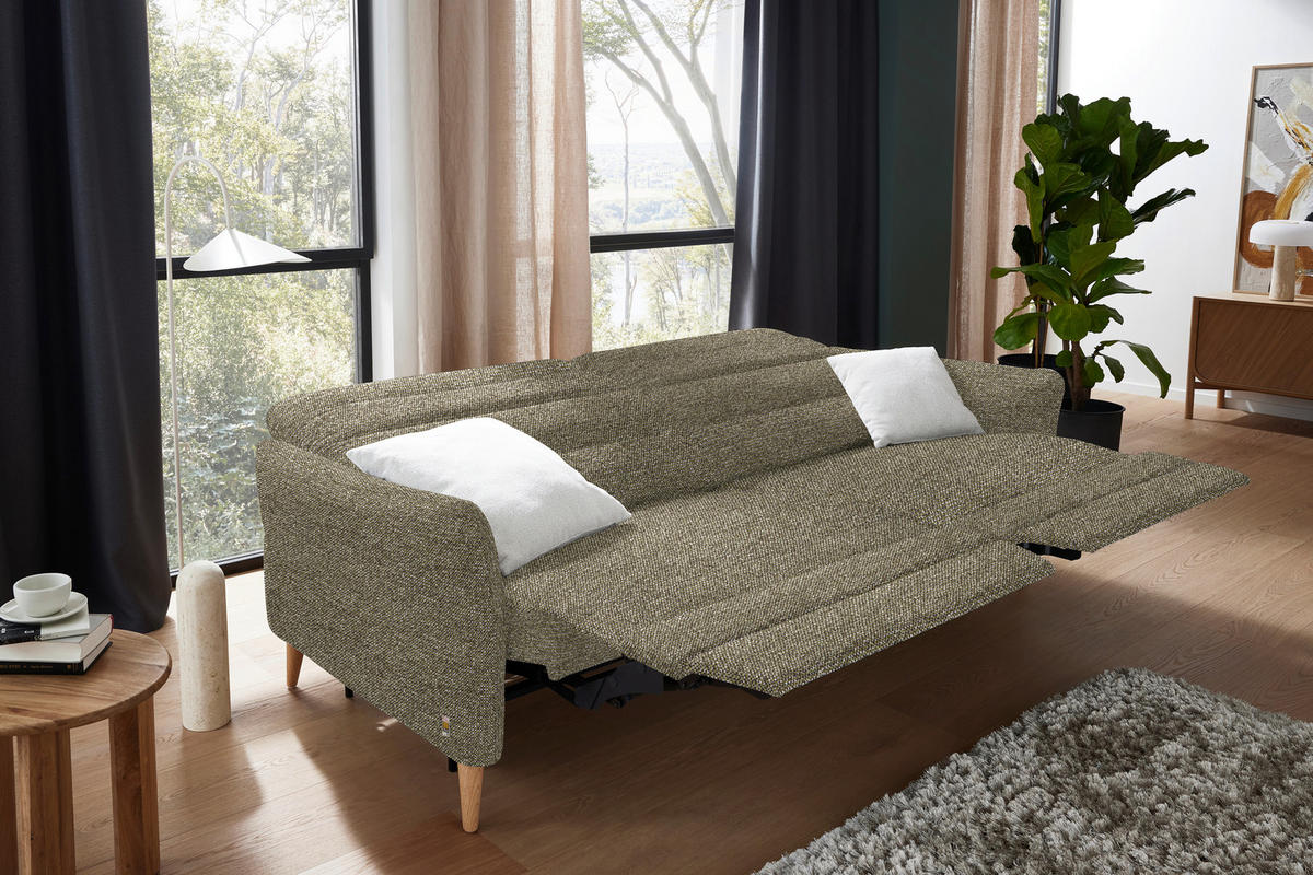 2-SITZER-SOFA in Webstoff Grün  - Eiche Bianco/Grün, Design, Holz/Textil (234-262/85-106/98-112cm) - Dieter Knoll