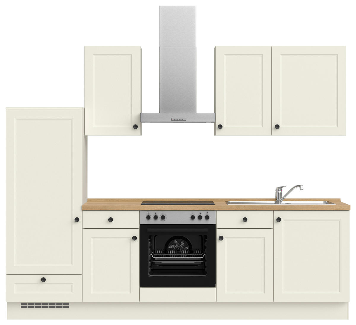 KÜCHENBLOCK Cascada 270 cm  in Weiß, Eichefarben  - Eichefarben/Schwarz, MODERN, Holzwerkstoff/Metall (270cm) - Nobilia