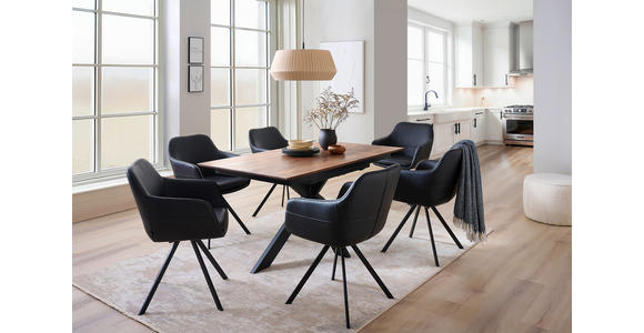 ESSTISCH in Holz, Metall 180-265/100/75 cm  - Nussbaumfarben/Schwarz, Natur, Holz/Metall (180-265/100/75cm) - Linea Natura