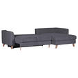 ECKSOFA Dunkelgrau Cord  - Dunkelgrau/Buchefarben, Design, Holz/Textil (271/165cm) - Carryhome