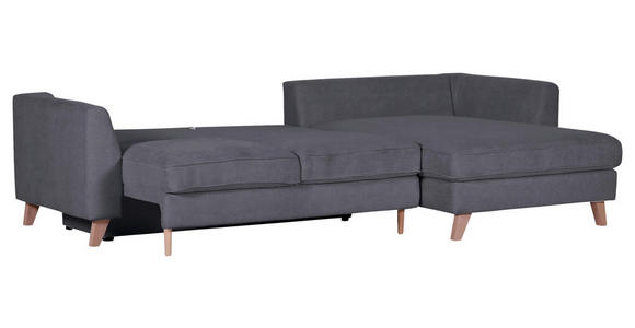 ECKSOFA Dunkelgrau Cord - Dunkelgrau/Buchefarben, Design, Holz/Textil (271/165cm) - Carryhome