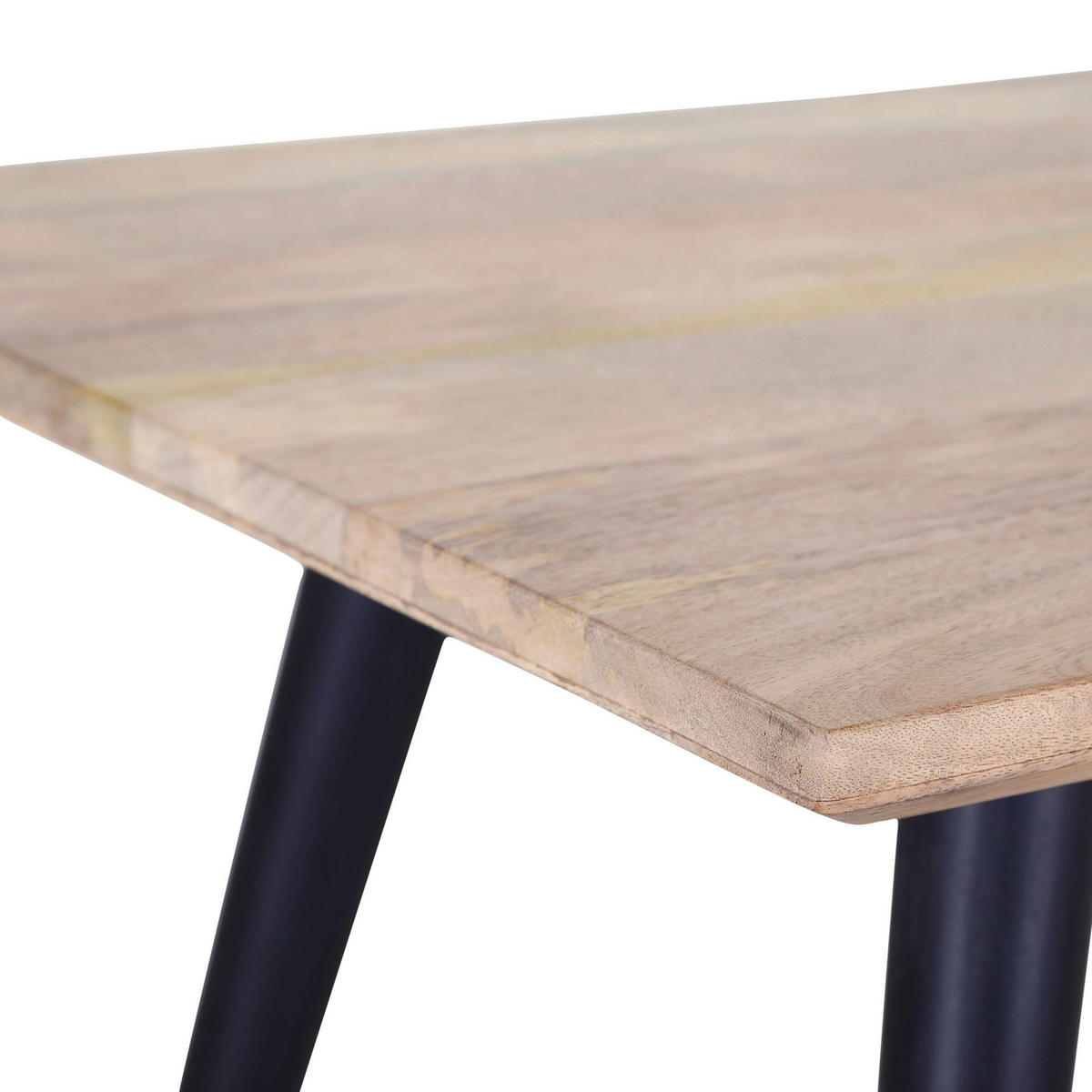 ESSTISCH Mangoholz massiv rechteckig Naturfarben, Schwarz  - Schwarz/Naturfarben, Trend, Holz/Metall (160/90/76cm) - Livetastic