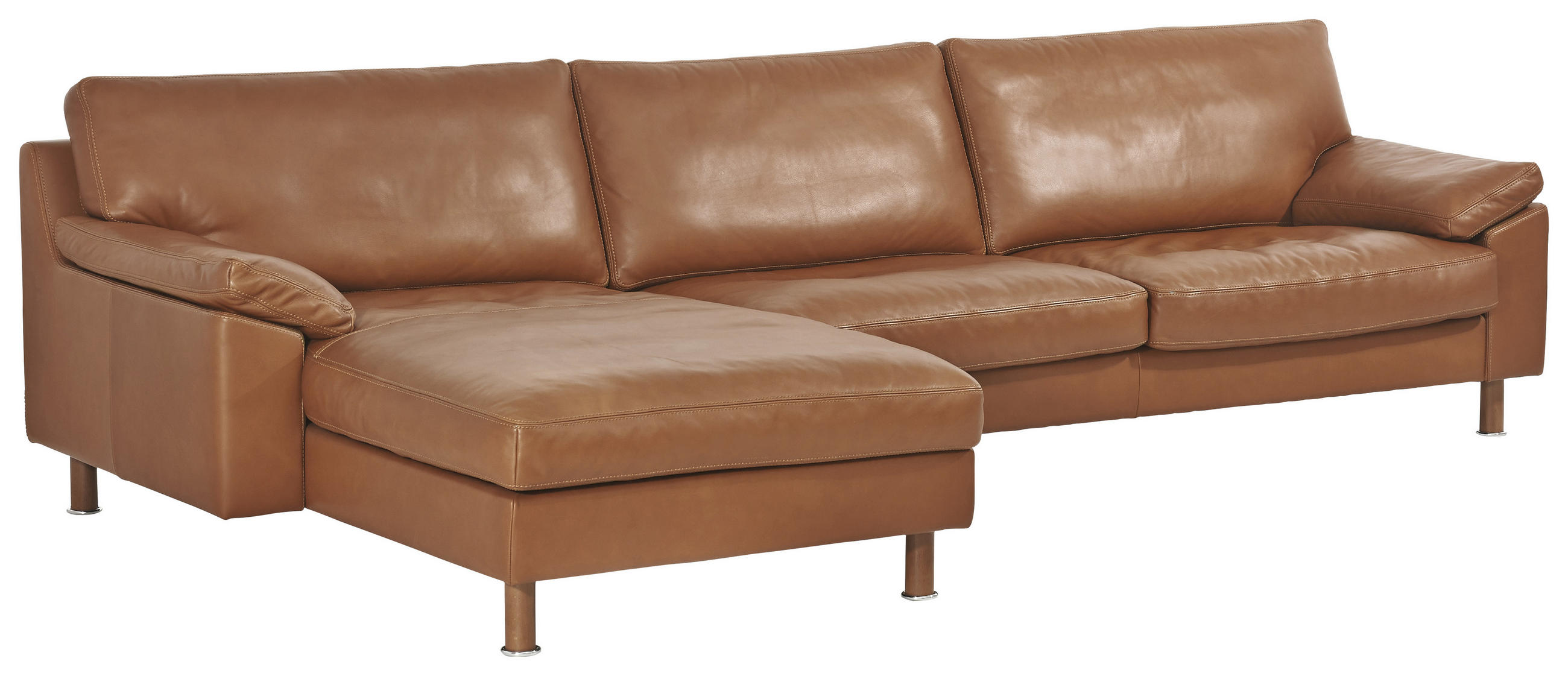 WOHNLANDSCHAFT Braun Echtleder - Braun, KONVENTIONELL, Leder/Holz (165/293cm) - Erpo