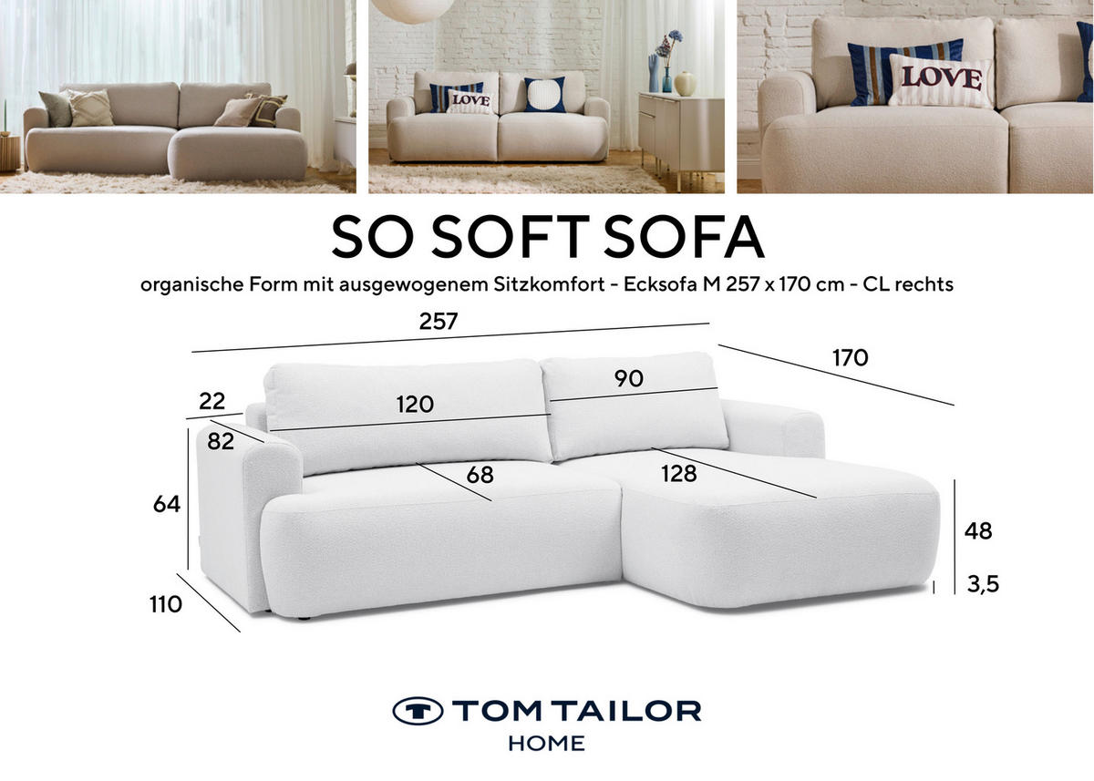 ECKSOFA Rostfarben Bouclé Rückenkissen, Rücken echt  - Rostfarben/Schwarz, KONVENTIONELL, Kunststoff/Textil (257/170cm) - Tom Tailor