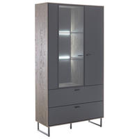 VITRINE in furniert Eiche Schwarz, Eichefarben  - Eichefarben/Anthrazit, Design, Glas/Holz (98/185/37cm) - MID.YOU