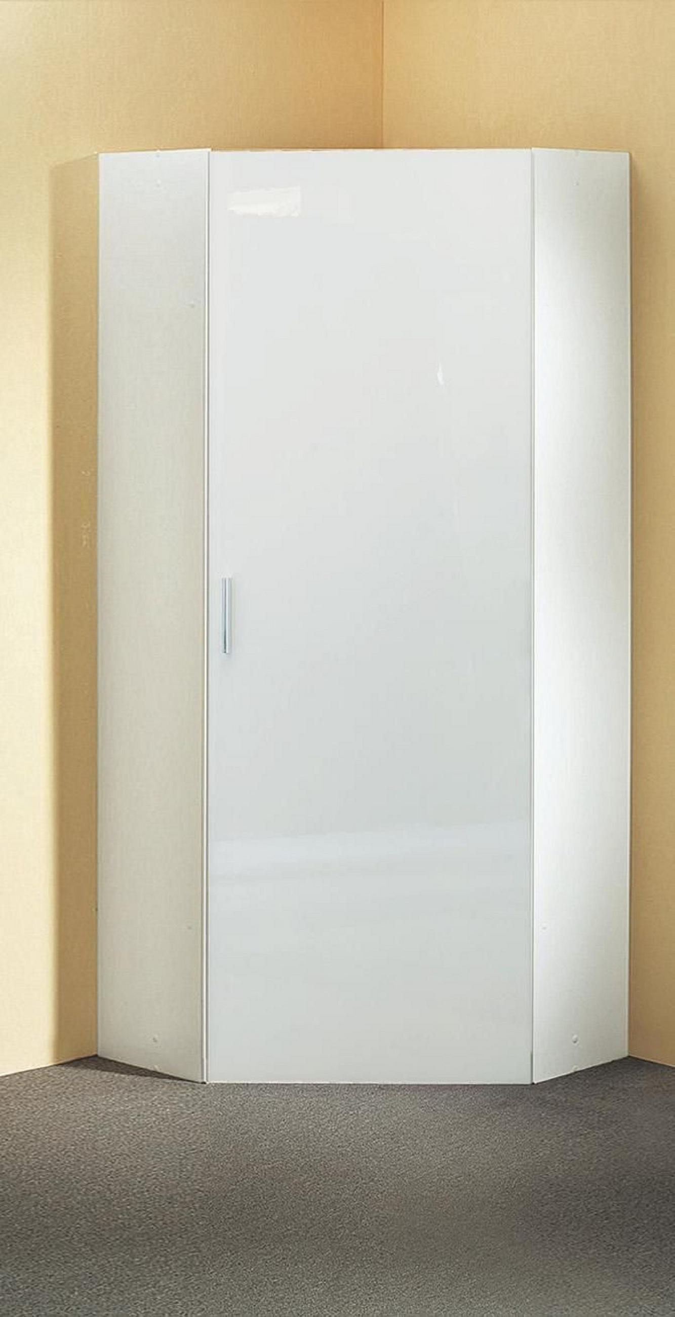 ECKSCHRANK Weiß - Chromfarben/Weiß, KONVENTIONELL, Holzwerkstoff/Kunststoff (80/185/80cm) - Xora