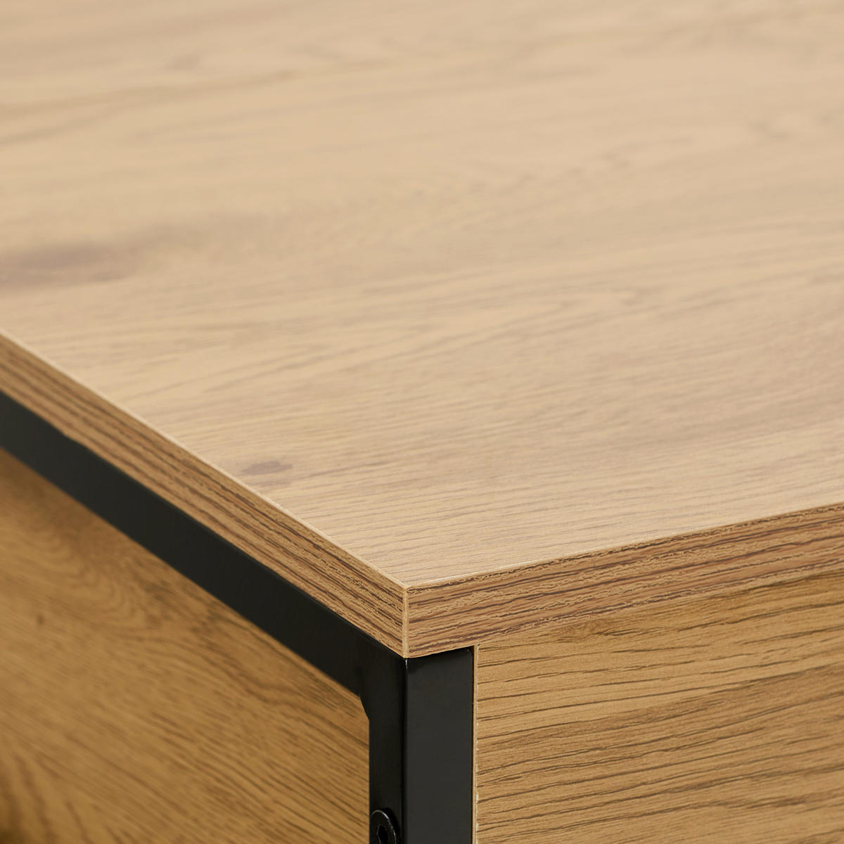 COUCHTISCH rechteckig Naturfarben, Schwarz  - Schwarz/Naturfarben, Natur, Holzwerkstoff/Metall (100/45/40cm) - MID.YOU