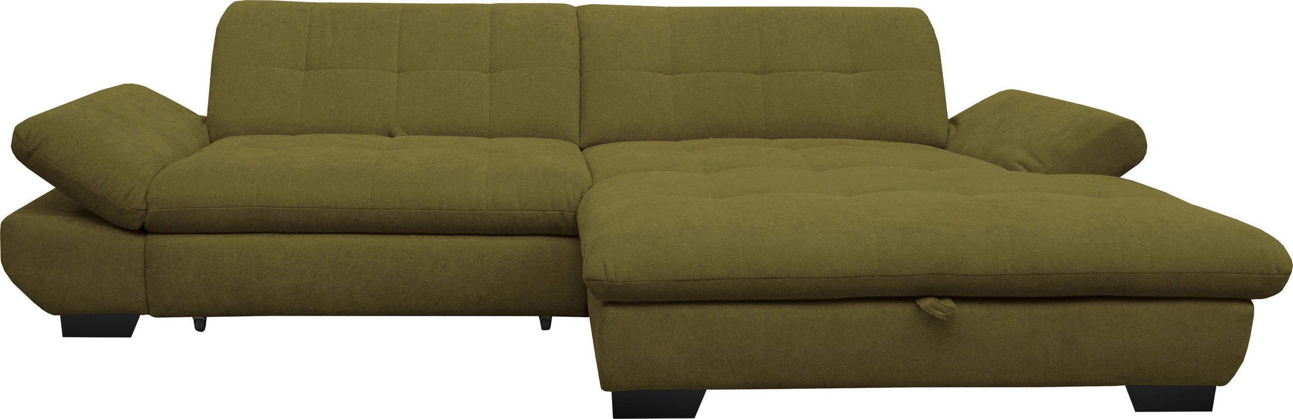 ECKSOFA in Mikrofaser Grün  290/198 cm  - Schwarz/Grün, Design, Textil/Metall (290/198cm) - Xora