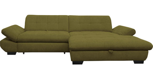 ECKSOFA in Mikrofaser Grün 290/198 cm - Schwarz/Grün, Design, Textil/Metall (290/198cm) - Xora