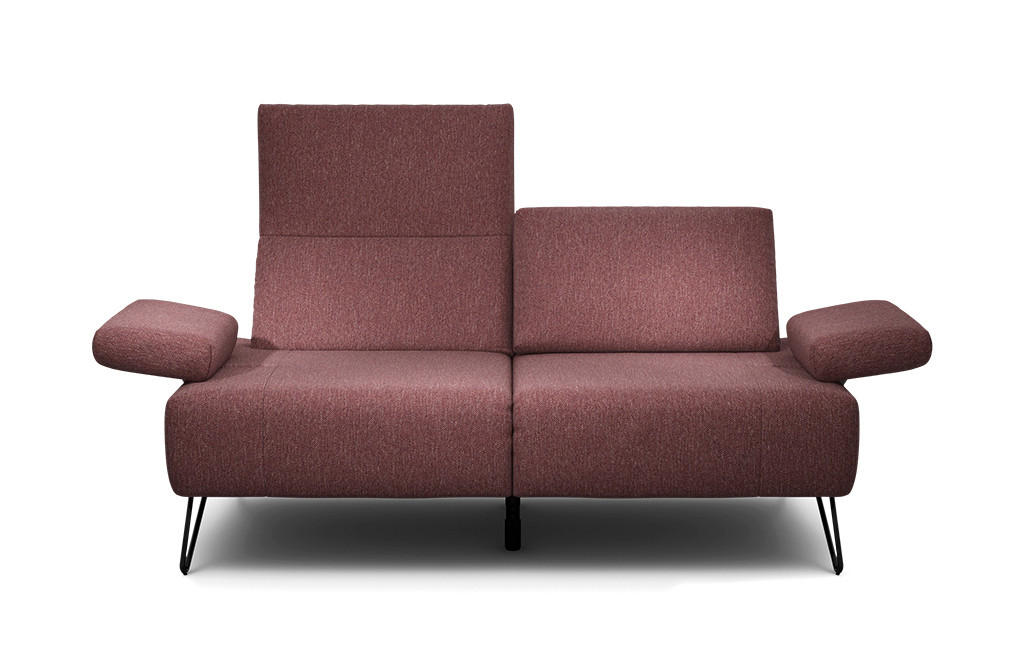 2-SITZER-SOFA Chenille Rot  - Rot/Schwarz, Design, Textil/Metall (164-194/85/86-94cm) - SENSOO