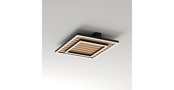 LED-DECKENLEUCHTE 40/40/6 cm   - Schwarz, Design, Holz/Kunststoff (40/40/6cm) - Novel