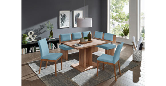 STUHL in Holz, Textil Eichefarben, Hellblau - Eichefarben/Hellblau, KONVENTIONELL, Holz/Textil (47/95/60cm) - Cantus