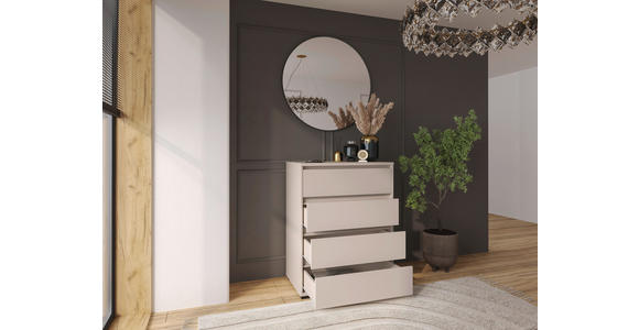KOMMODE Line in 80/103/48 cm - Kaschmir/Schwarz, Design, Holzwerkstoff/Kunststoff (80/103/48cm) - Carryhome