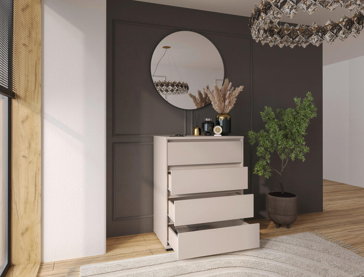 KOMMODE Line  in 80/103/48 cm  - Kaschmir/Schwarz, Design, Holzwerkstoff/Kunststoff (80/103/48cm) - Carryhome