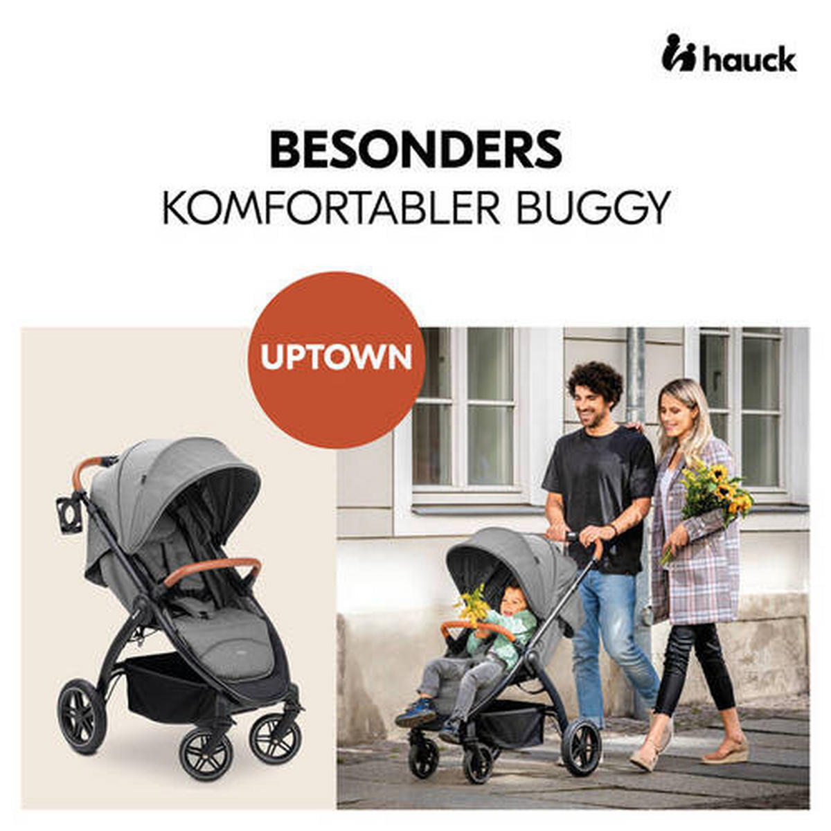 BUGGY Uptown  - Schwarz/Grau, Basics, Kunststoff/Textil (59.5/107/85cm) - Hauck