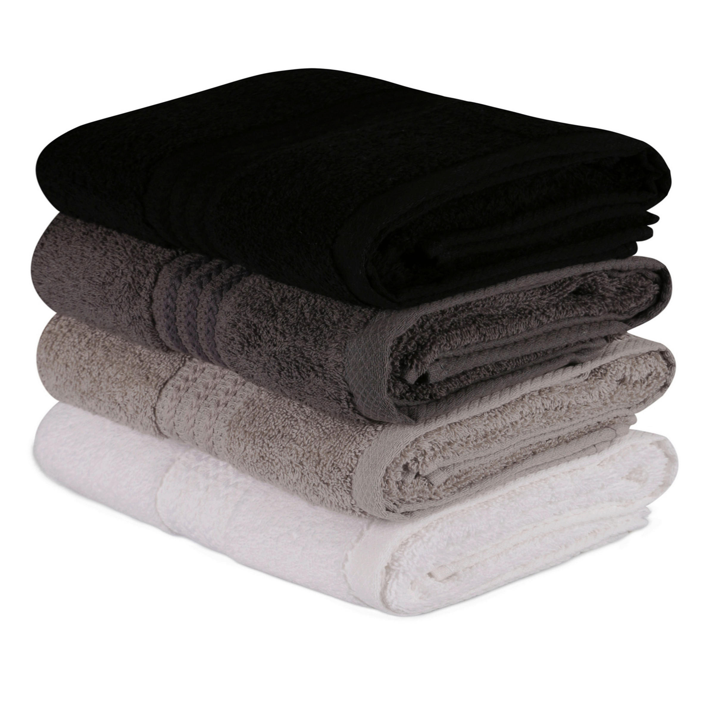 HANDTUCHSET Grau, Schwarz, Weiß, Dunkelgrau 4-teilig  - Dunkelgrau/Schwarz, Basics, Textil (50/90cm)