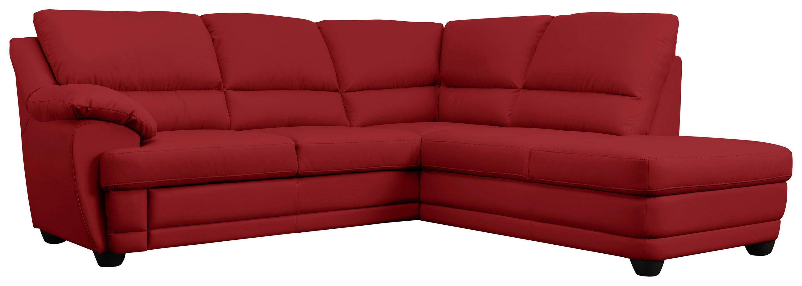 ECKSOFA Rot Lederlook Rücken echt  - Rot, Design, Kunststoff/Textil (245/225cm) - Livetastic