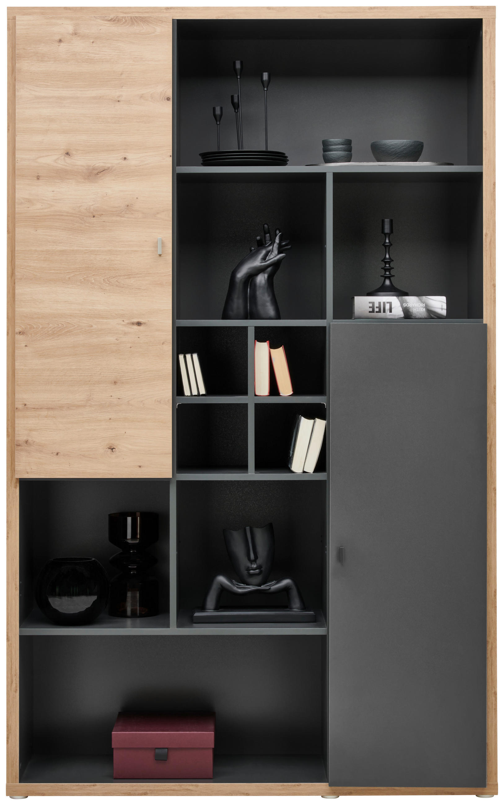 SET DE UȘI in antracit - culoare nichel/antracit, Modern, metal/material pe bază de lemn (39,3/116,2/3,3cm) - Xora