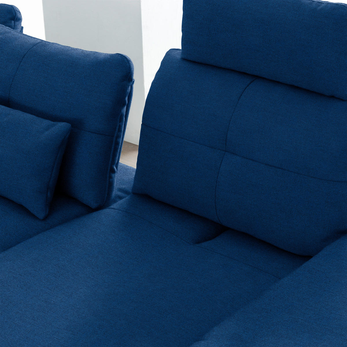 ECKSOFA in Flachgewebe Blau  - Blau/Schwarz, Design, Textil/Metall (271/344cm) - Chilliano