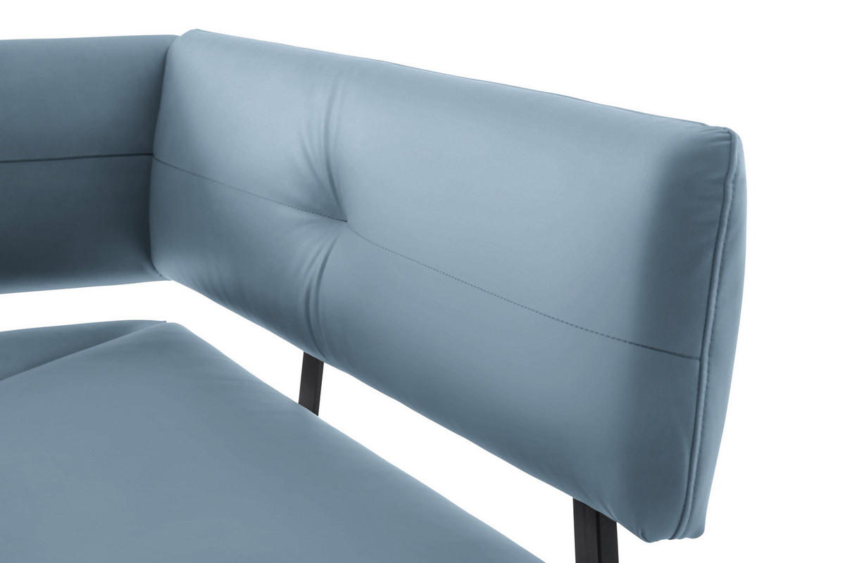 ECKBANK in Metall, Textil Schwarz, Hellblau  - Schwarz/Hellblau, Modern, Textil/Metall (190/150cm) - Cantus