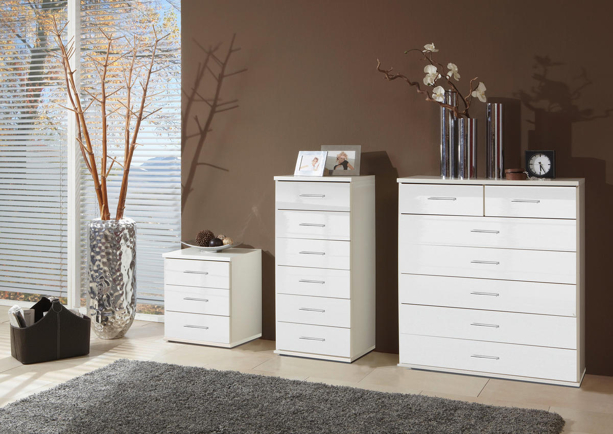 KOMODA, bela  - barve kroma/črna, Design, umetna masa/leseni material (46/103/40cm) - Xora