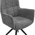 ARMLEHNSTUHL  Sitzfläche 360° drehbar, automatische Rückholfunktion Webstoff  Schwarz, Dunkelgrau  - Dunkelgrau/Schwarz, Design, Textil/Metall (61/89/63.5cm) - Carryhome