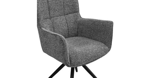 ARMLEHNSTUHL  Sitzfläche 360° drehbar, automatische Rückholfunktion Webstoff  Schwarz, Dunkelgrau  - Dunkelgrau/Schwarz, Design, Textil/Metall (61/89/63.5cm) - Carryhome