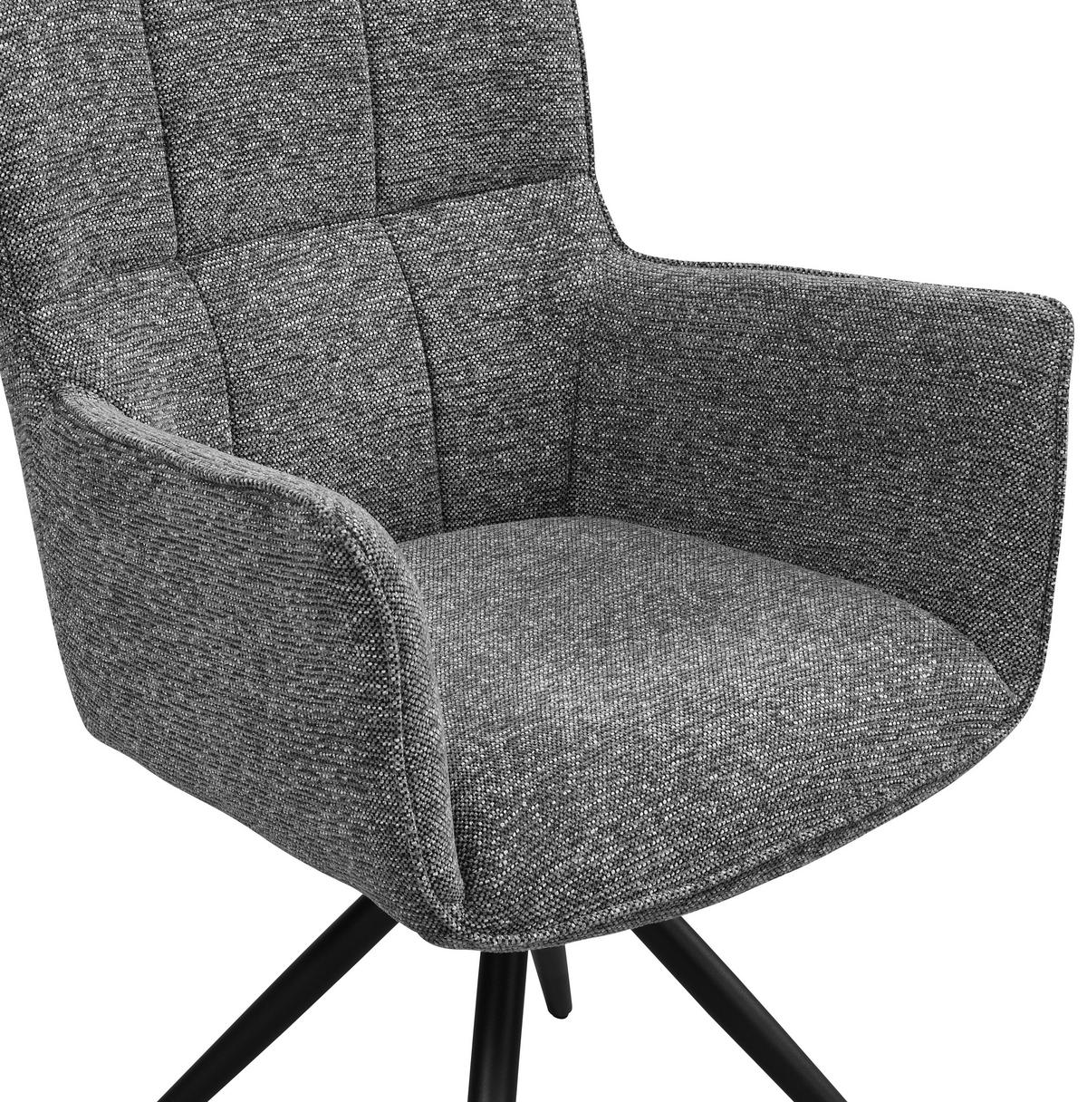 STOL MED ARMSTÖD järn vävt tyg  - mörkgrå/svart, Design, metall/textil (61/89/63.5cm) - Carryhome