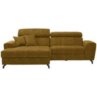 ECKSOFA in Velours Gelb, Grün  181/267 cm  - Gelb/Schwarz, Design, Textil/Metall (181/267cm) - Carryhome