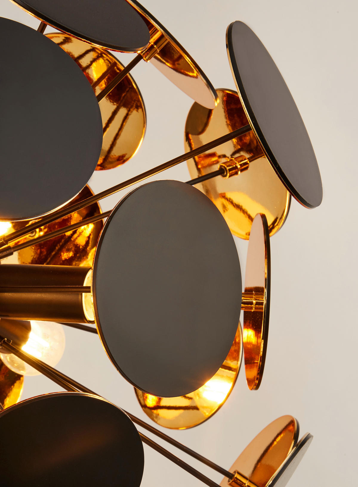 HÄNGELEUCHTE Discus 47/135 cm   - Goldfarben/Schwarz, Design, Metall (47/135cm) - Searchlight