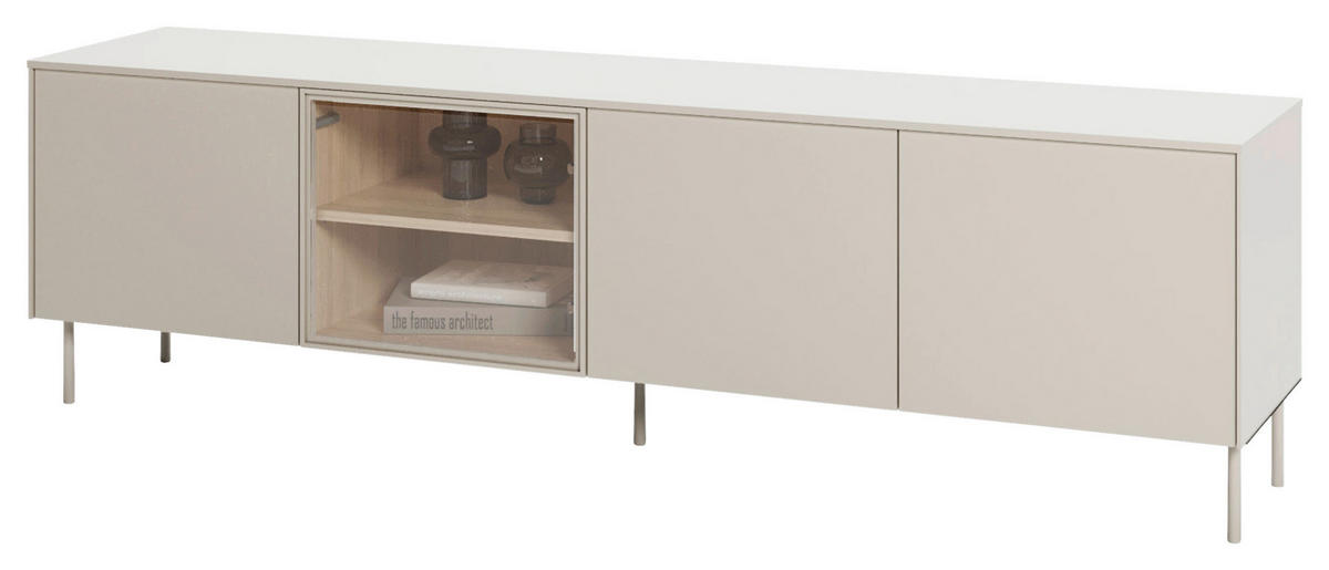TV-ELEMENT Eichefarben, Kaschmir  195/57/41 cm  - Kaschmir/Eichefarben, Modern, Glas/Holzwerkstoff (195/57/41cm) - Carryhome